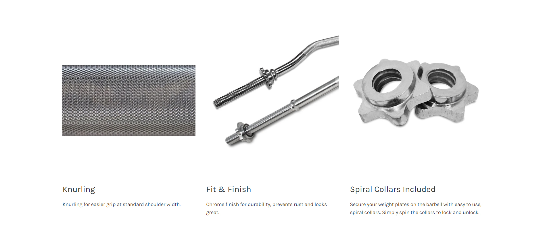 Chrome Barbell Details for Secure Lifting